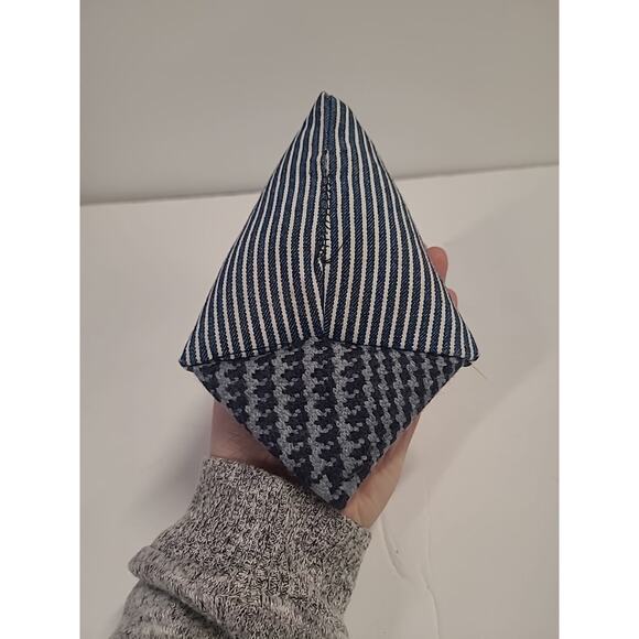 Chicken Pin Cushion Desk Weight Handmade Blue White Striped - Picture 5 of 9